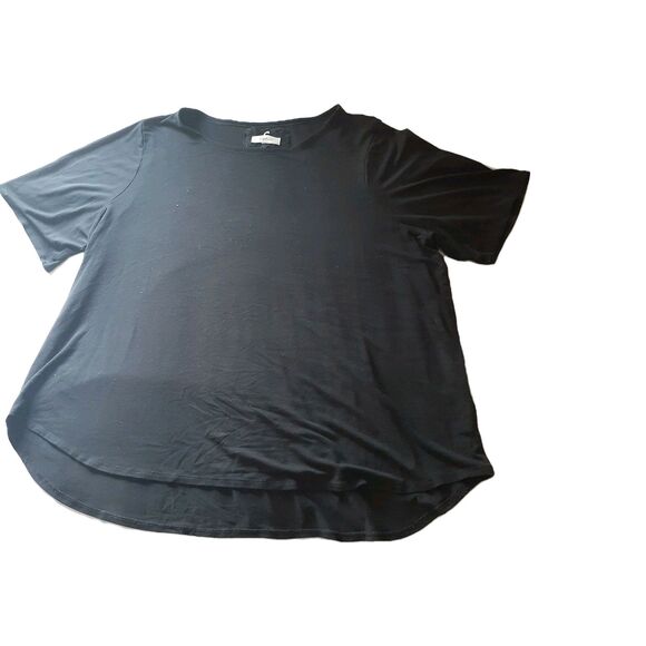Cupio Top 2x Black Short Sleeve Round Neck Pullover Summer SHIRT CASUAL CAREER - Picture 1 of 4